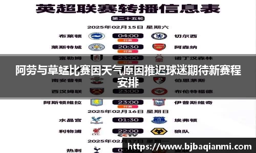 阿劳与草蜢比赛因天气原因推迟球迷期待新赛程安排
